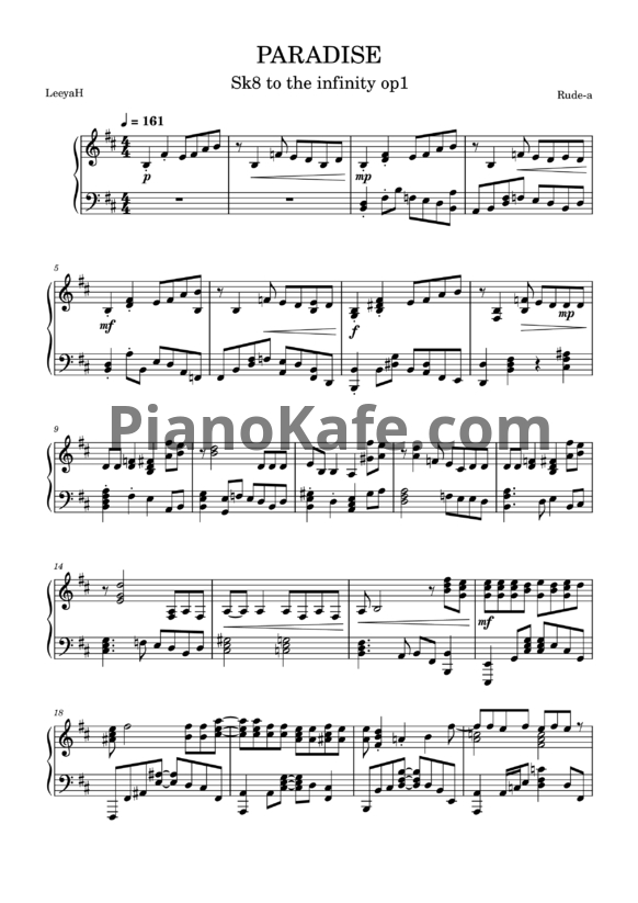 Ноты Rude-a - Paradise - PianoKafe.com