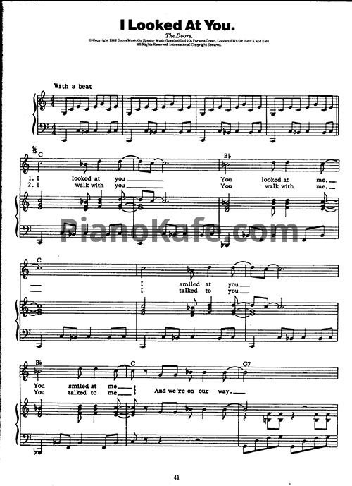 Ноты The Doors - I looked at you - PianoKafe.com