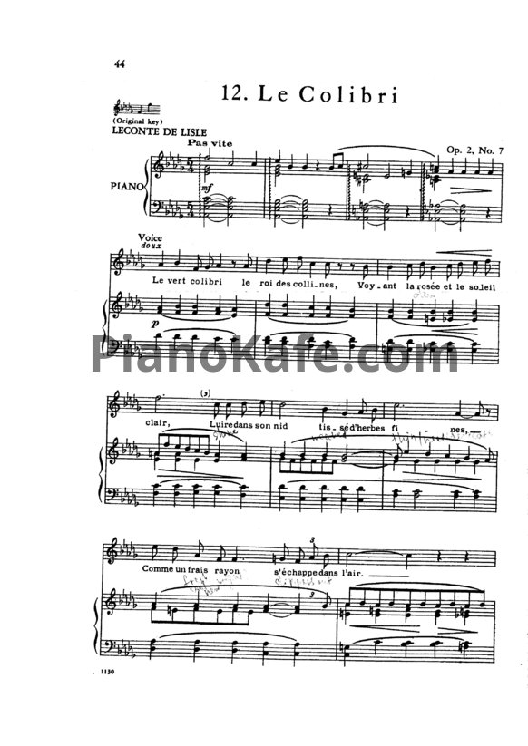 Ноты Эрнест Шоссон - Колибри (Op. 2, №7) - PianoKafe.com
