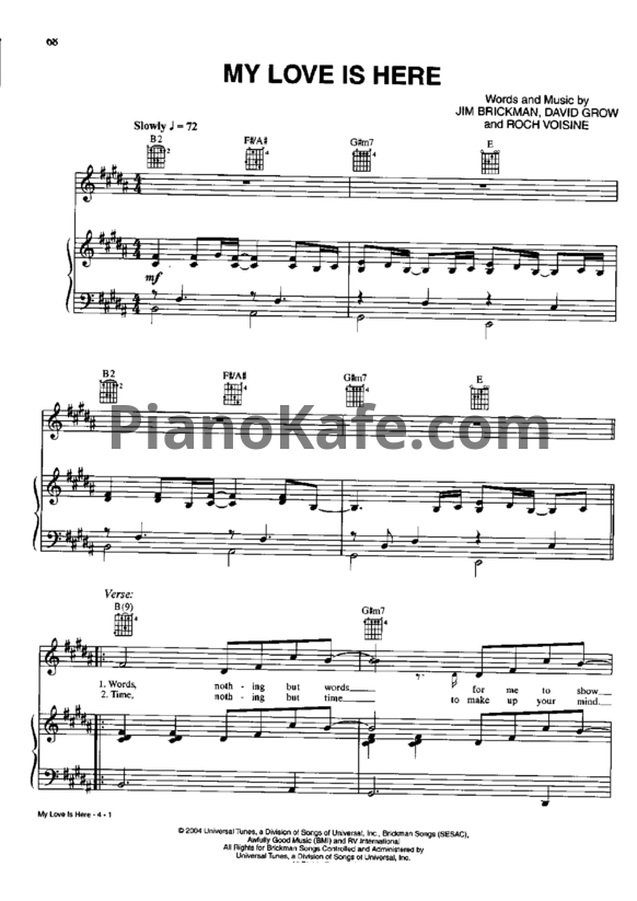 Ноты Jim Brickman - My love is here - PianoKafe.com