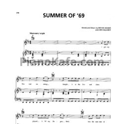 Ноты Bryan Adams - Summer of '69 (Версия 3) - предпросмотр