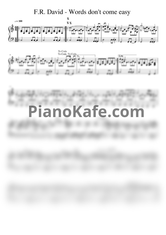 Ноты F.R. David - Words don't come easy - PianoKafe.com
