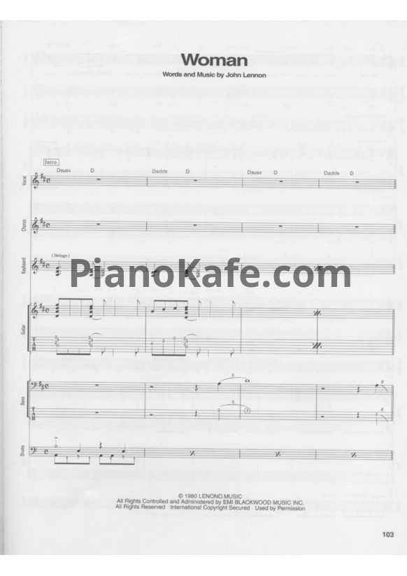 Ноты John Lennon - Woman (Партитура) - PianoKafe.com