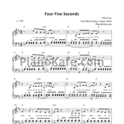 Ноты Rihanna And Kanye West And Paul McCartney - FourFiveSeconds