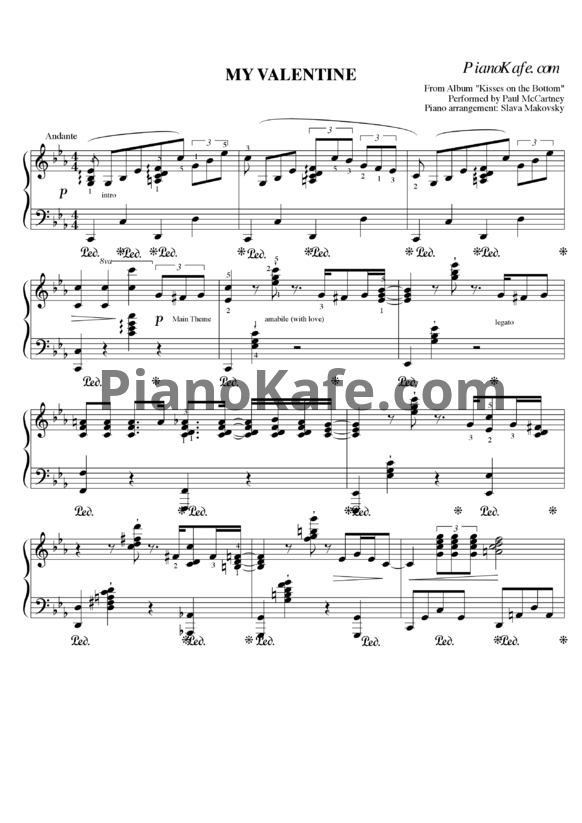 Ноты Paul McCartney - My Valentine - PianoKafe.com