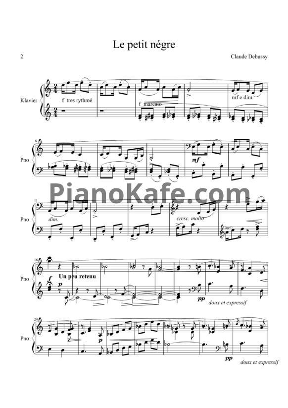 Ноты Claude Debussy - Le petit négre - PianoKafe.com