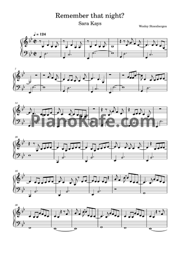 Ноты Sara Kays - Remember that night? - PianoKafe.com