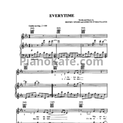 Ноты Britney Spears - Everytime - предпросмотр