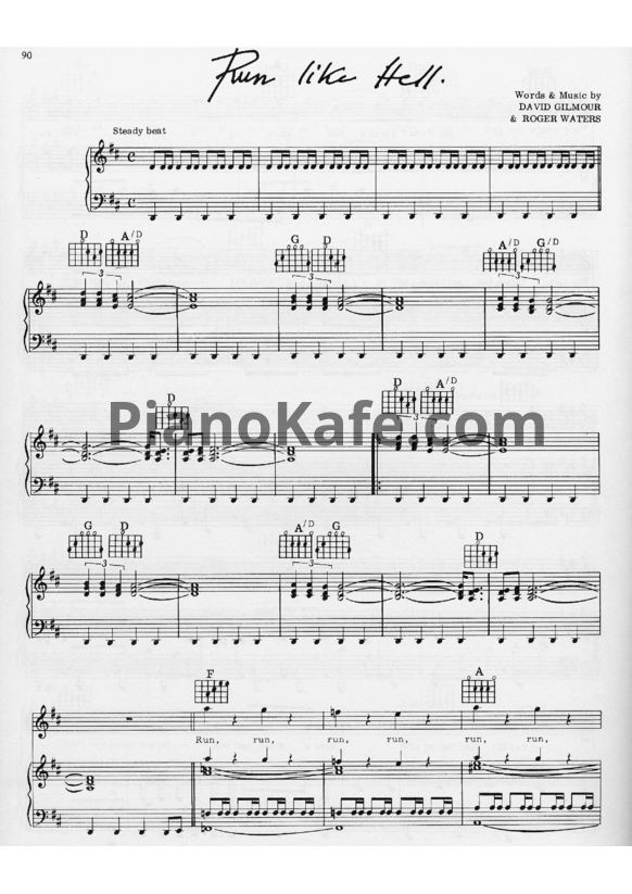 Ноты Pink Floyd - Run like hell - PianoKafe.com
