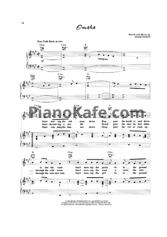 Ноты Counting Crows - Omaha - PianoKafe.com