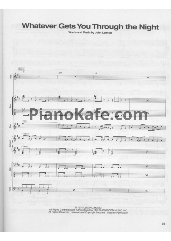 Ноты John Lennon - Whatever gets you through the night (Партитура) - PianoKafe.com
