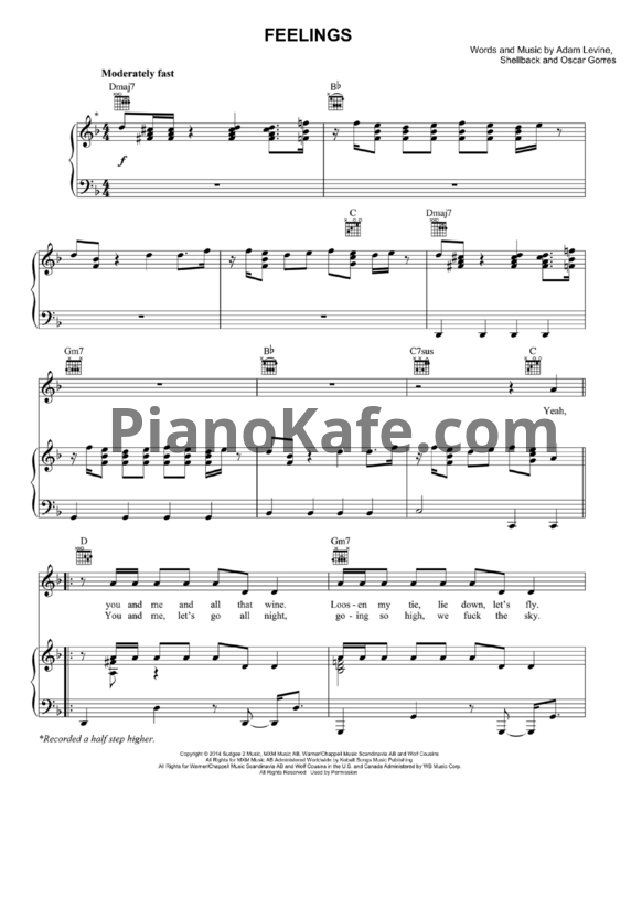 Ноты Maroon 5 - Feelings - PianoKafe.com