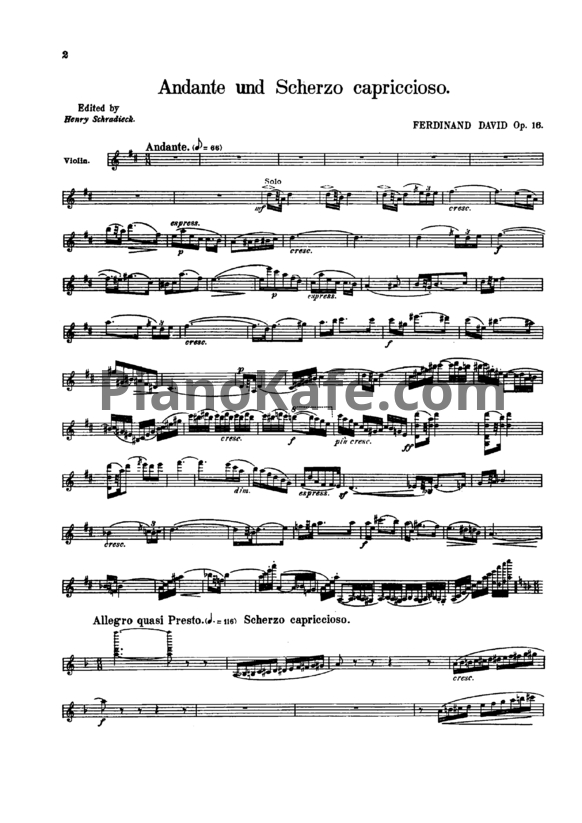Ноты Ф. Давид - Andante and scherzo capriccioso (Op. 16) - PianoKafe.com