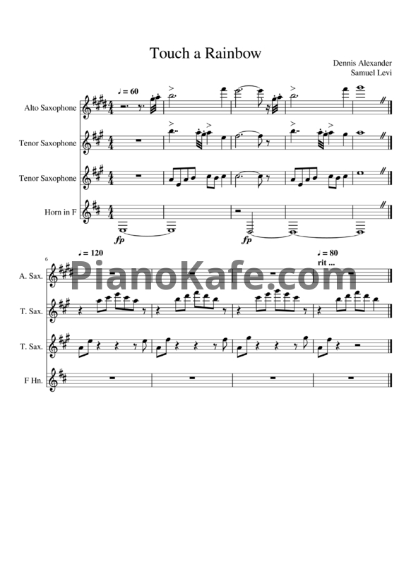 Ноты Dennis Alexander - Touch a rainbow (Партитура) - PianoKafe.com