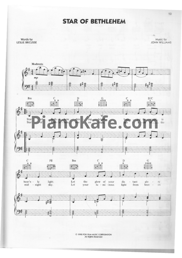 Ноты John Williams - Star of Bethlehem - PianoKafe.com