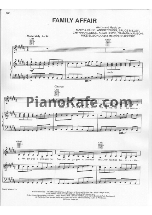 Ноты Mary J Blige - Family affair - PianoKafe.com