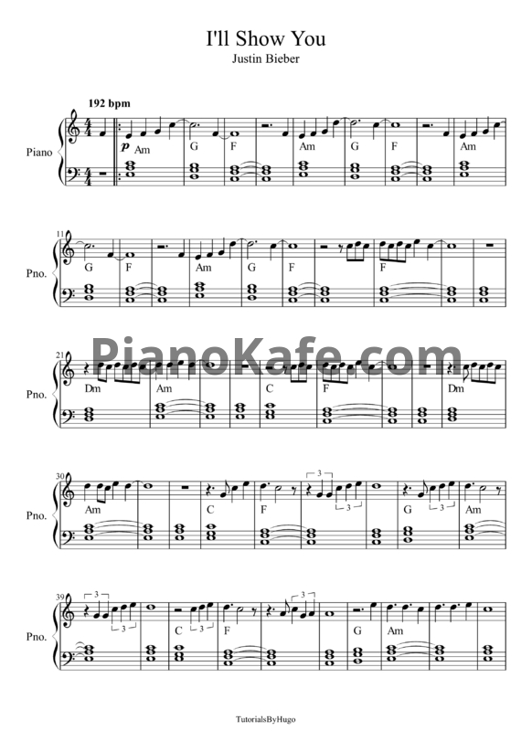 Ноты Justin Bieber - I'll show you - PianoKafe.com