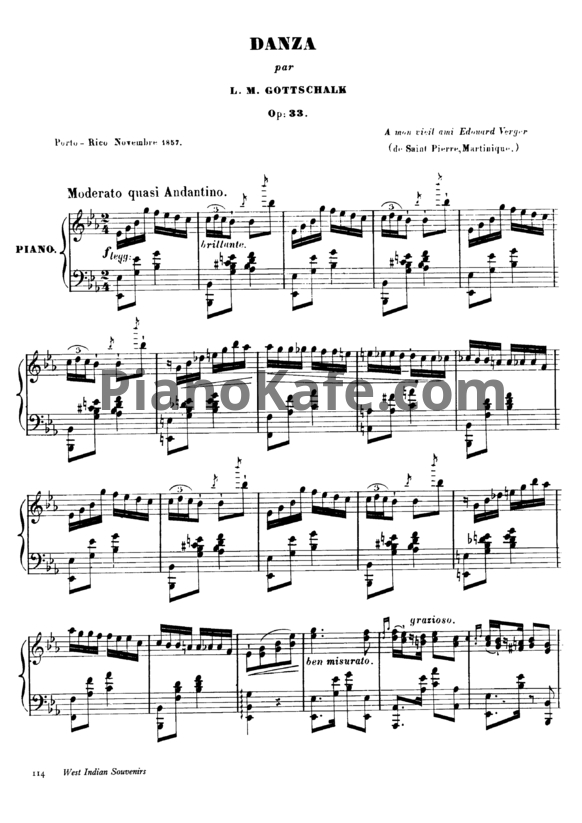 Ноты Луи Моро Готшалк - Danza (Op. 33) - PianoKafe.com