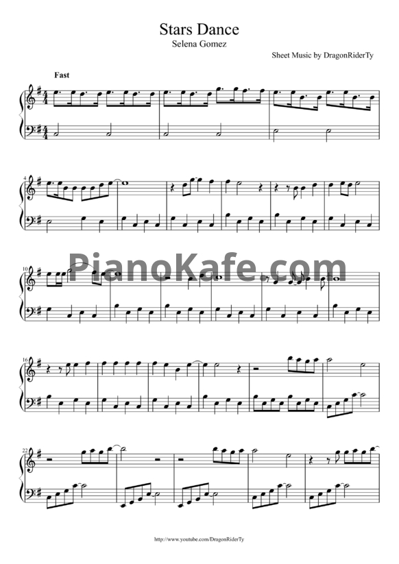 Ноты Selena Gomez - Stars dance - PianoKafe.com