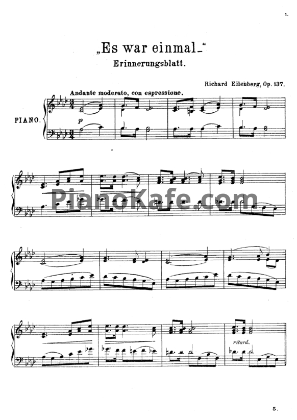 Ноты Р. Эйленберг - Es war einmal (Op. 137) - PianoKafe.com