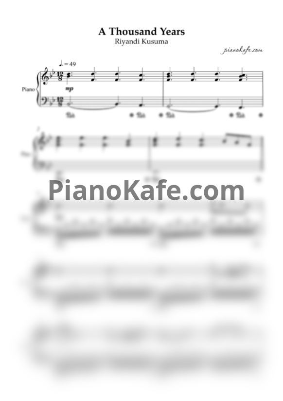 Ноты Riyandi Kusuma - A thousand years (Christina Perri cover) - PianoKafe.com