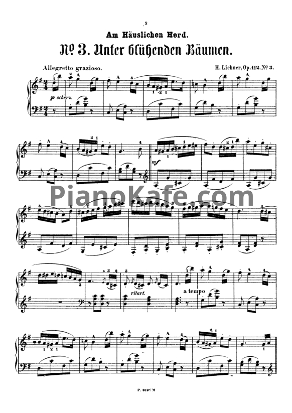 Ноты Генрих Лихнер - Unter blühenden Bäumen (Op. 112 №3) - PianoKafe.com