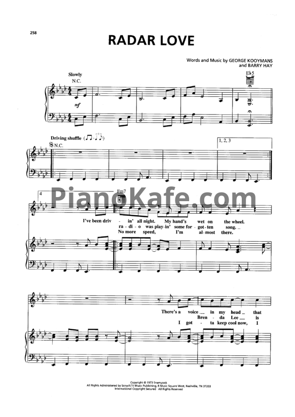 Ноты Golden Earring - Radar love - PianoKafe.com