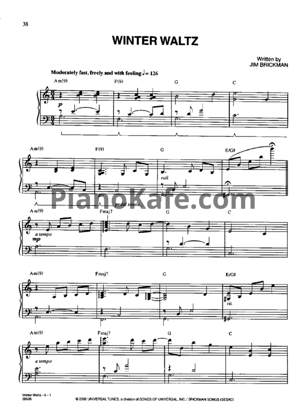 Ноты Jim Brickman - Winter waltz - PianoKafe.com