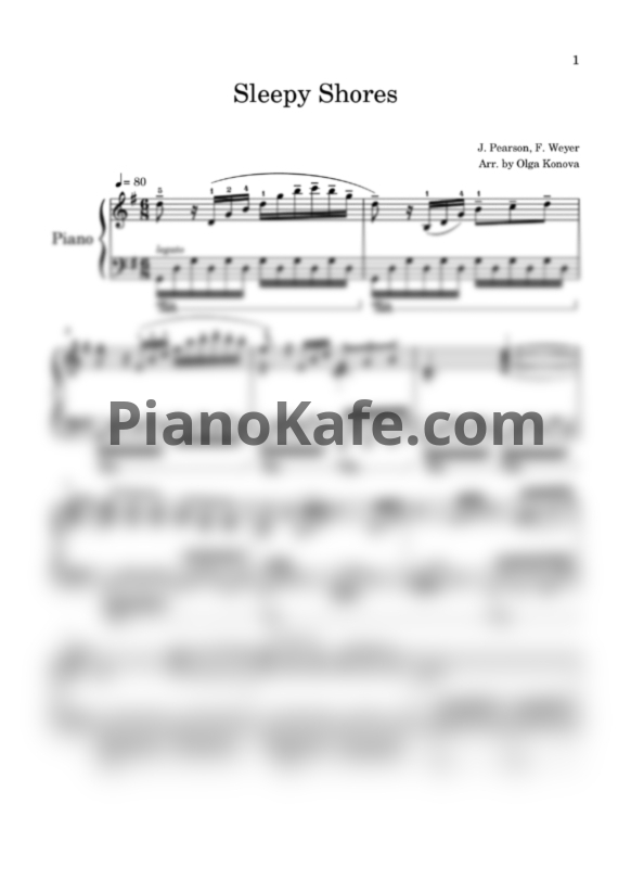 Ноты J. Pearson, F. Weyer - Sleepy Shores (Solo piano) - PianoKafe.com