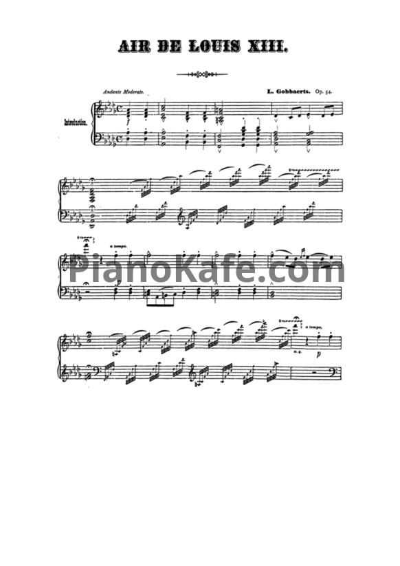 Ноты Л. Гоббартс - Мелодия Людовика XIII для фортепиано (Op. 51) - PianoKafe.com