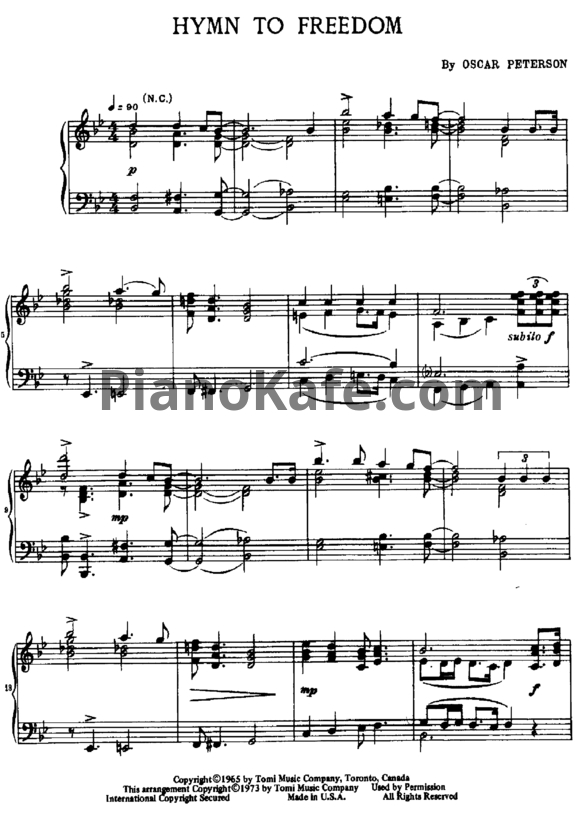 Ноты Oscar Peterson - Hymn to freedom - PianoKafe.com