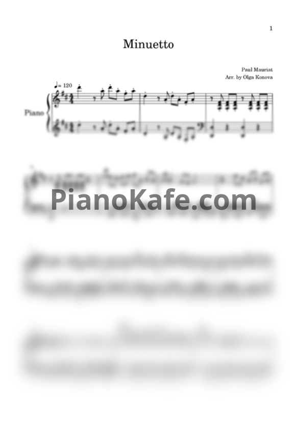 Ноты Paul Mauriat - Minuetto (Piano cover) - PianoKafe.com