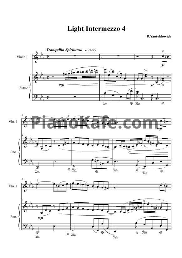 Ноты Дмитрий Явтухович - Light Intermezzo 4 - PianoKafe.com