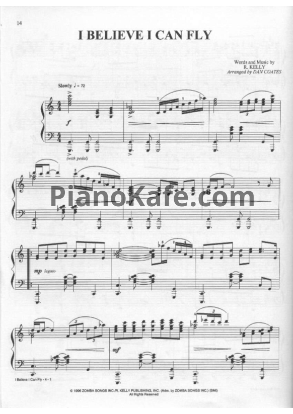 Ноты R. Kelly - I Believe I Can Fly - PianoKafe.com