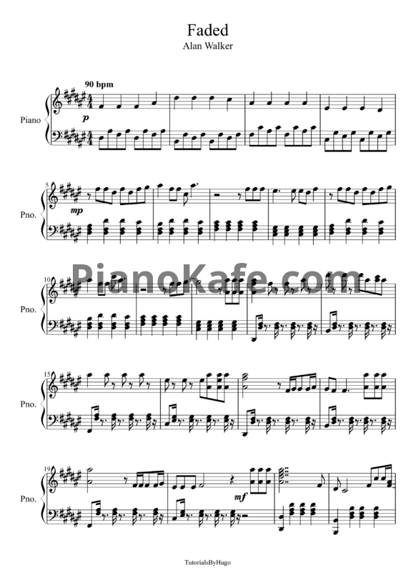 Ноты Alan Walker - Faded - PianoKafe.com
