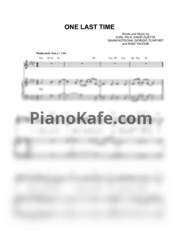 Ноты Ariana Grande - One last time (Версия 2) - PianoKafe.com
