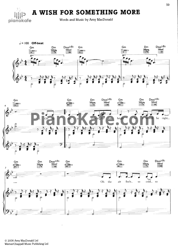 Ноты Amy Macdonald - A Wish For Something More - PianoKafe.com