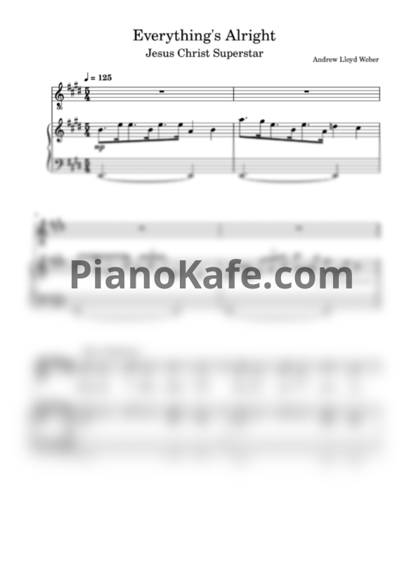 Ноты Andrew Lloyd Webber - Everything's alright - PianoKafe.com