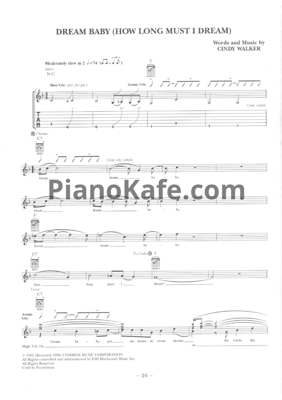 Ноты Roy Orbison - Dream baby (How long must I dream) - PianoKafe.com