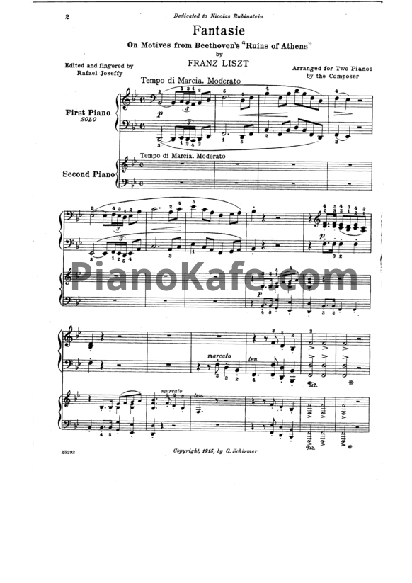 Ноты Ференц Лист - Фантазия на темы из "Афинских развалин" Л. Бетховена (для 2 фортепиано) - PianoKafe.com