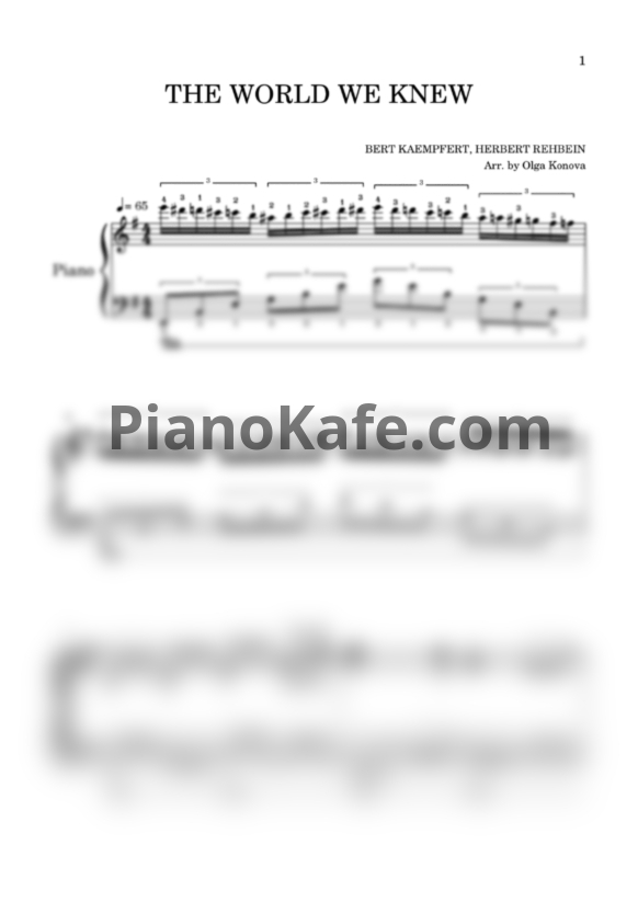 Ноты Frank Sinatra - The world we knew (over and over) для фортепиано соло  - PianoKafe.com