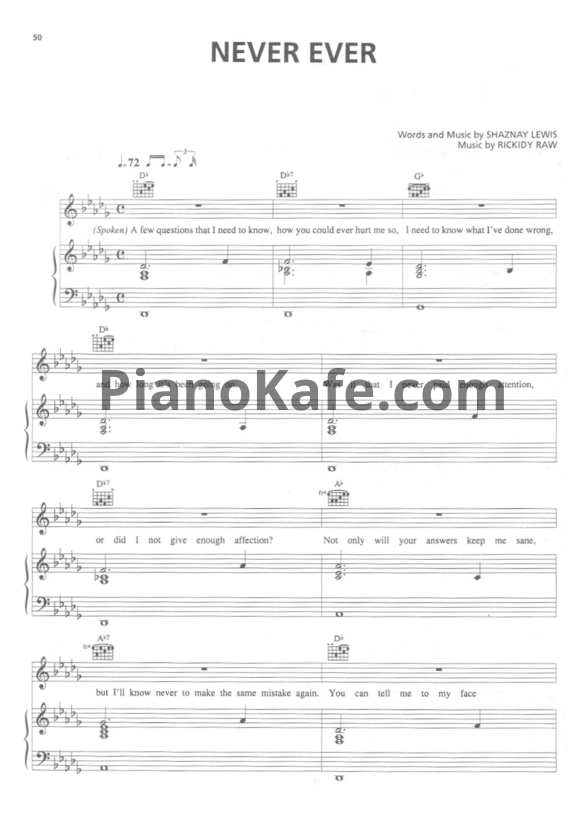 Ноты All Saints - Never ever - PianoKafe.com