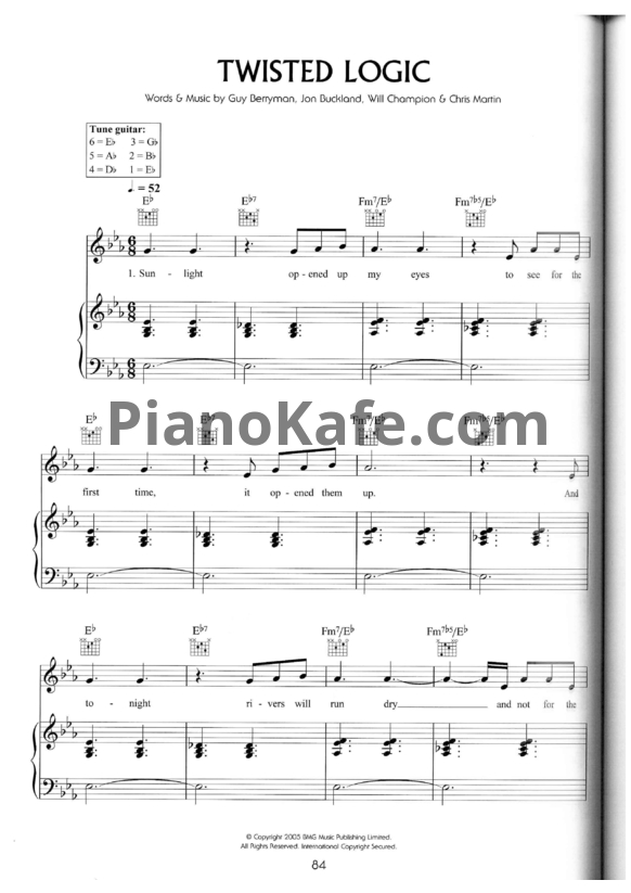 Ноты Coldplay - Twisted logic - PianoKafe.com