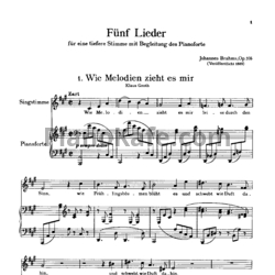 Ноты И. Брамс - Пять песен (op. 105) - предпросмотр