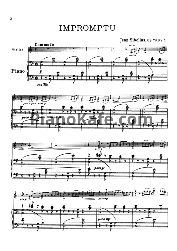 Ноты Ян Сибелиус - 4 пьесы для скрипки (или виолончели) и фортепиано (Op. 78) - PianoKafe.com