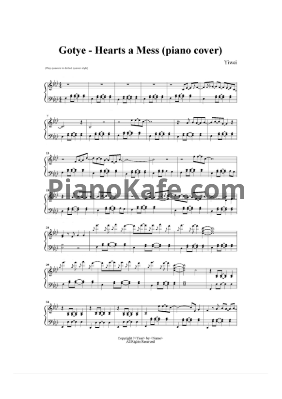 Ноты Gotye - Hearts a mess - PianoKafe.com