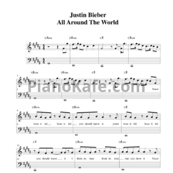 Ноты Justin Bieber - All around the world - предпросмотр
