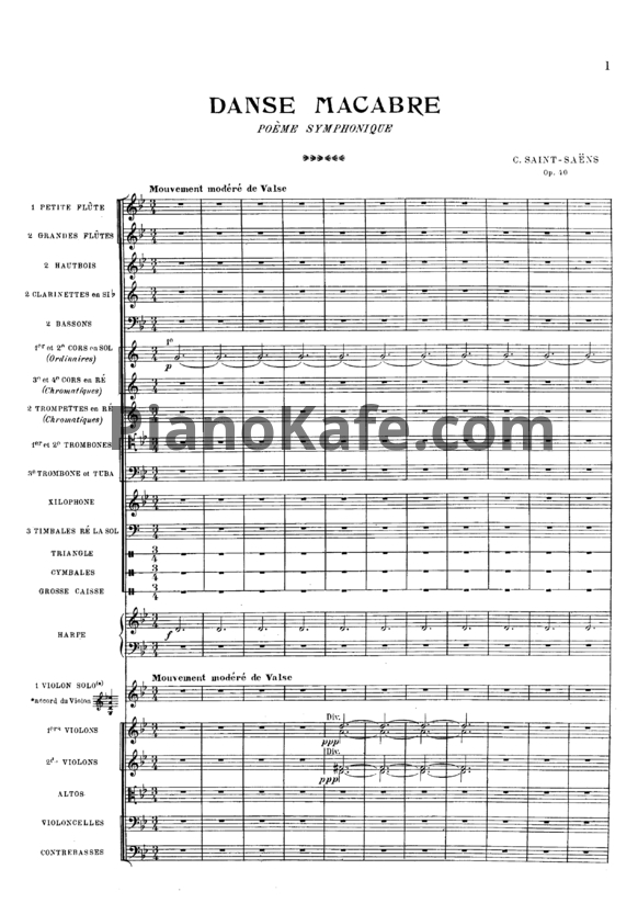 Ноты Камиль Сен-Санс - Симфоническая поэма "Пляски смерти" (Op. 40) - PianoKafe.com