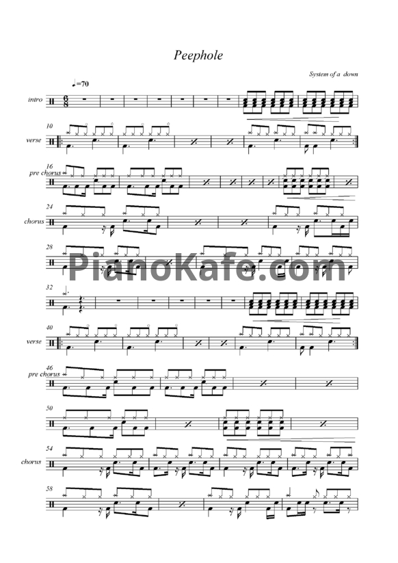 Ноты System of a Down - Peephole - PianoKafe.com