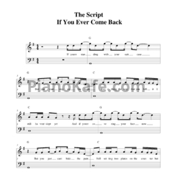 Ноты The Script - If you ever come back - предпросмотр